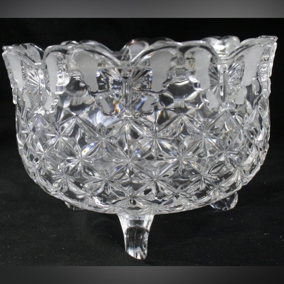 🦋 VINTAGE~Hofbauer Papillon Vintage 70’80’s frosted butterfly Crystal Snack Dish - Picture 8 of 11